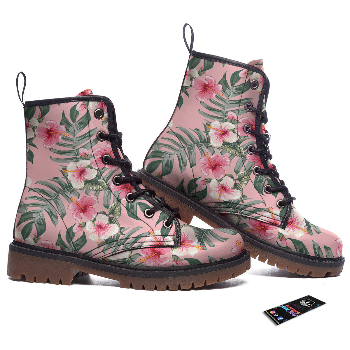 Flower Frangipani Tropical Print Pattern Work Boots-grizzshop