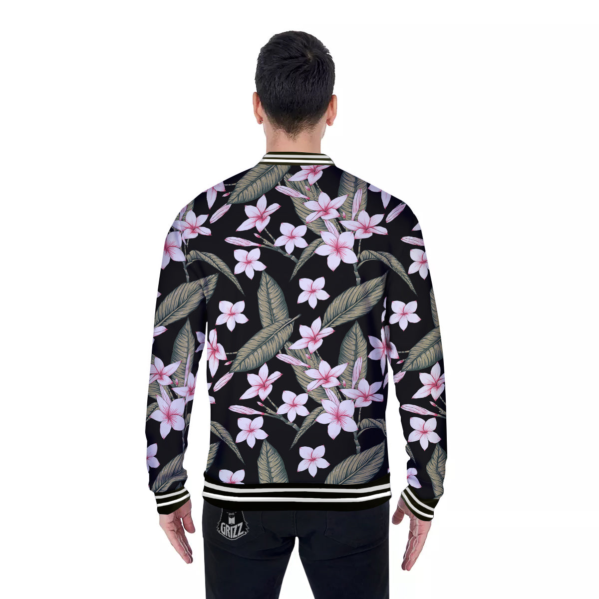 Flower Frangipani Watercolor Print Pattern Baseball Jacket-grizzshop