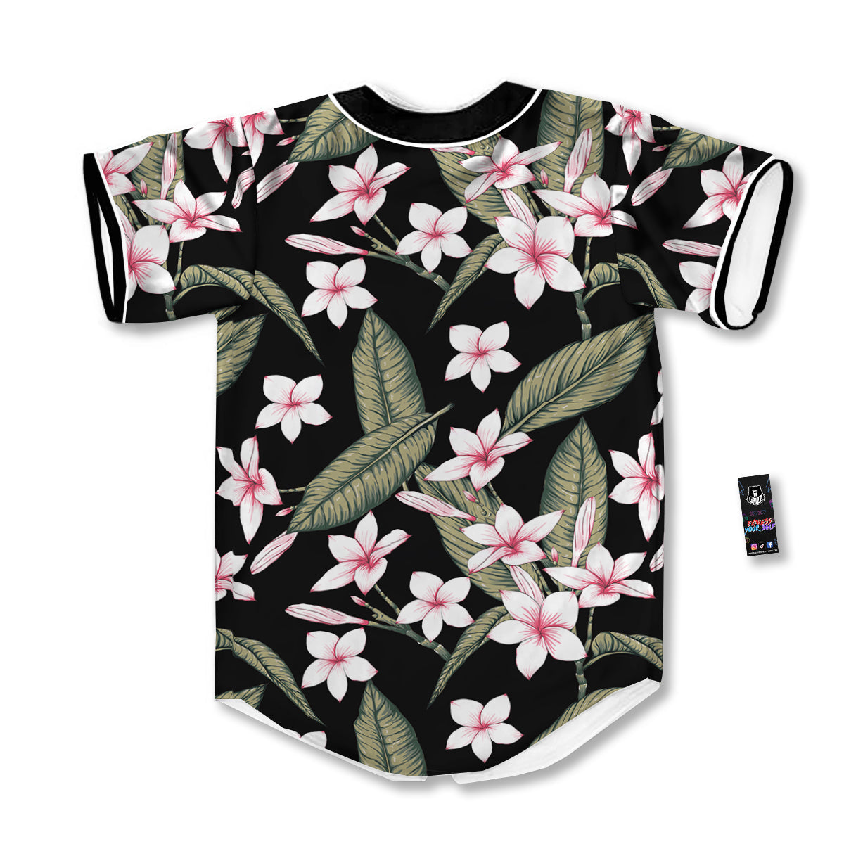 Flower Frangipani Watercolor Print Pattern Baseball Jersey-grizzshop