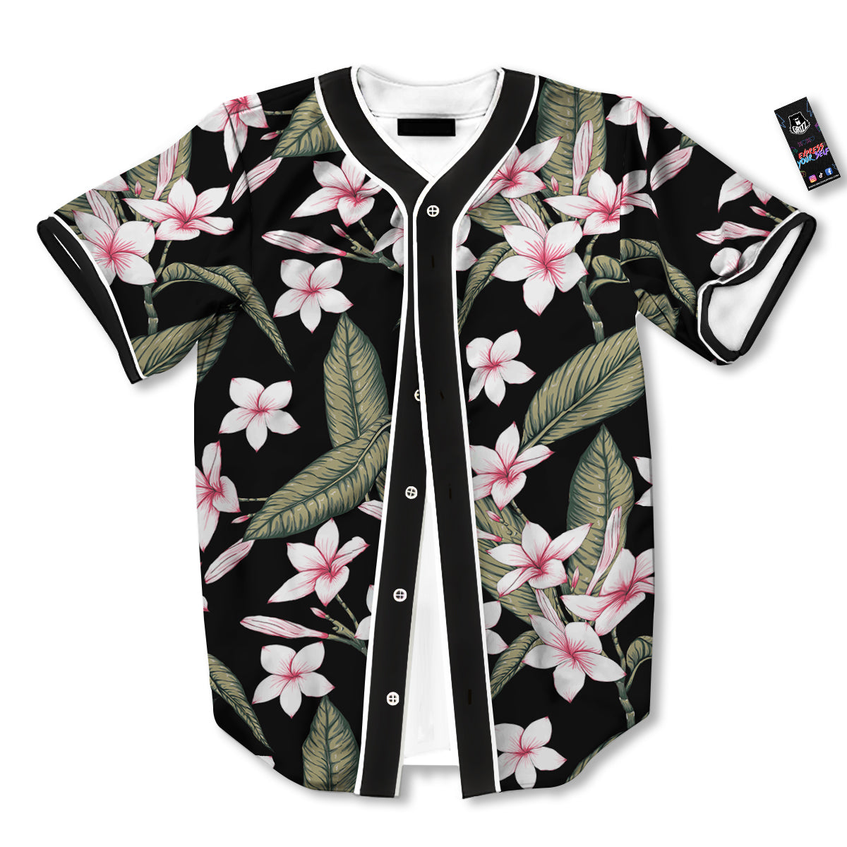 Flower Frangipani Watercolor Print Pattern Baseball Jersey-grizzshop