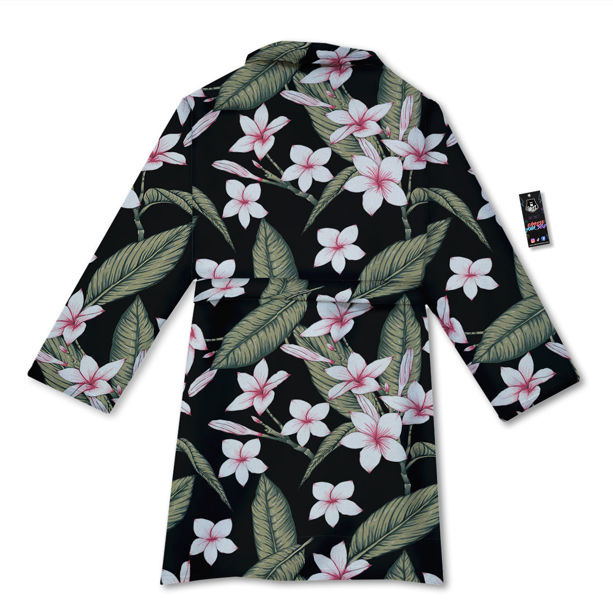 Flower Frangipani Watercolor Print Pattern Bathrobe-grizzshop