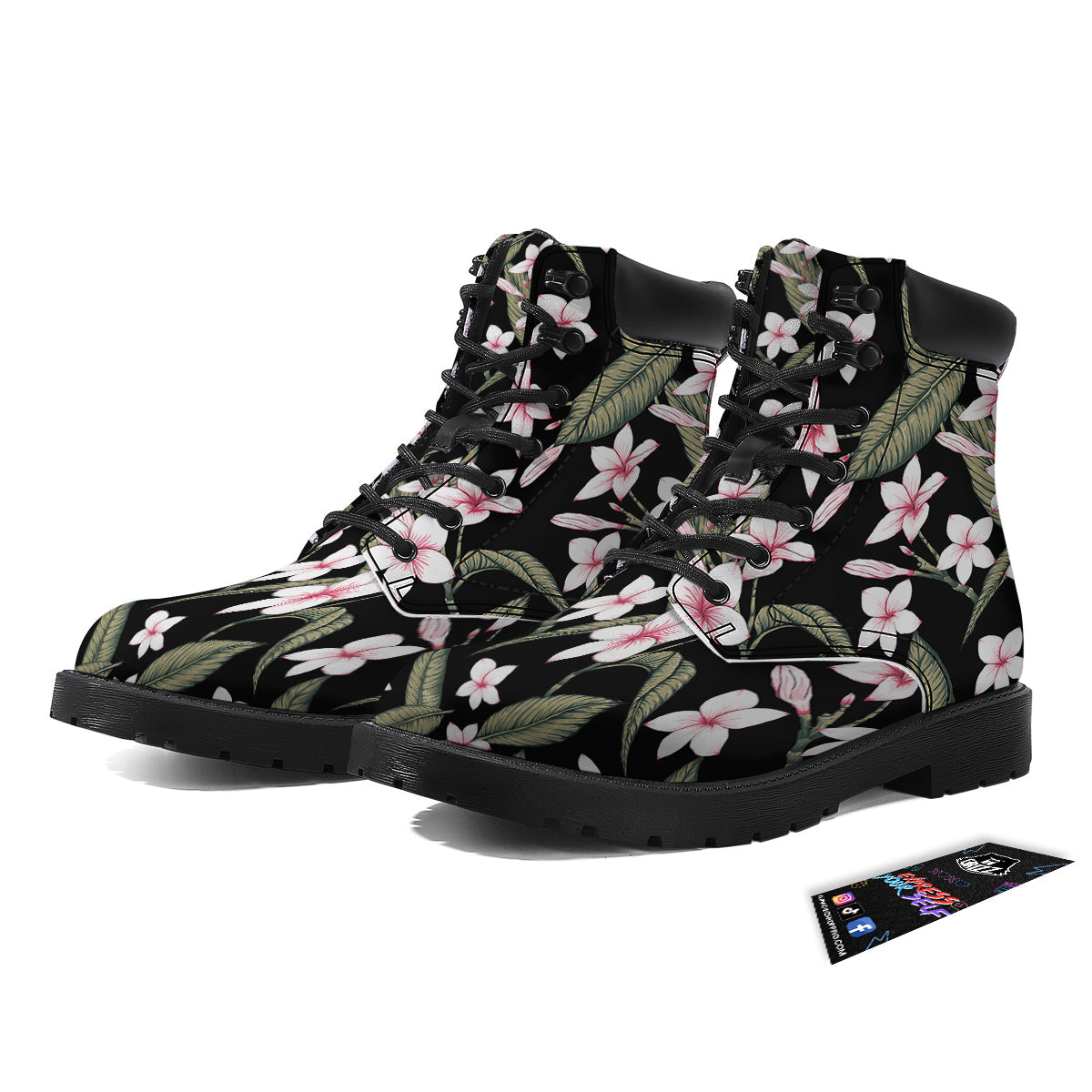 Flower Frangipani Watercolor Print Pattern Boots-grizzshop