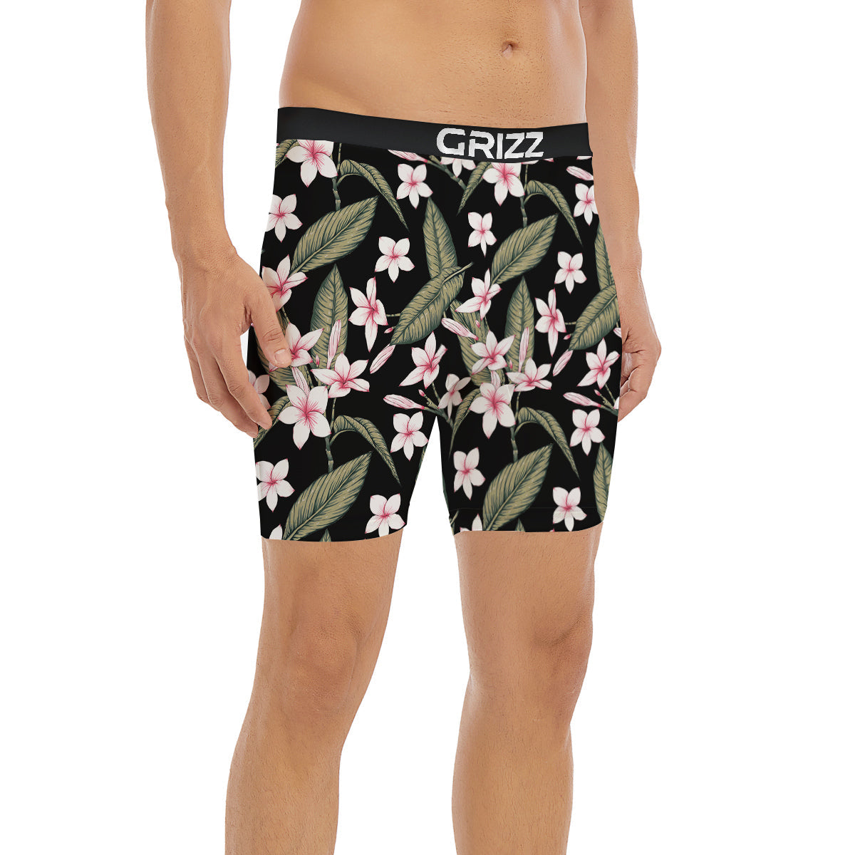 Flower Frangipani Watercolor Print Pattern Boxer Briefs-grizzshop