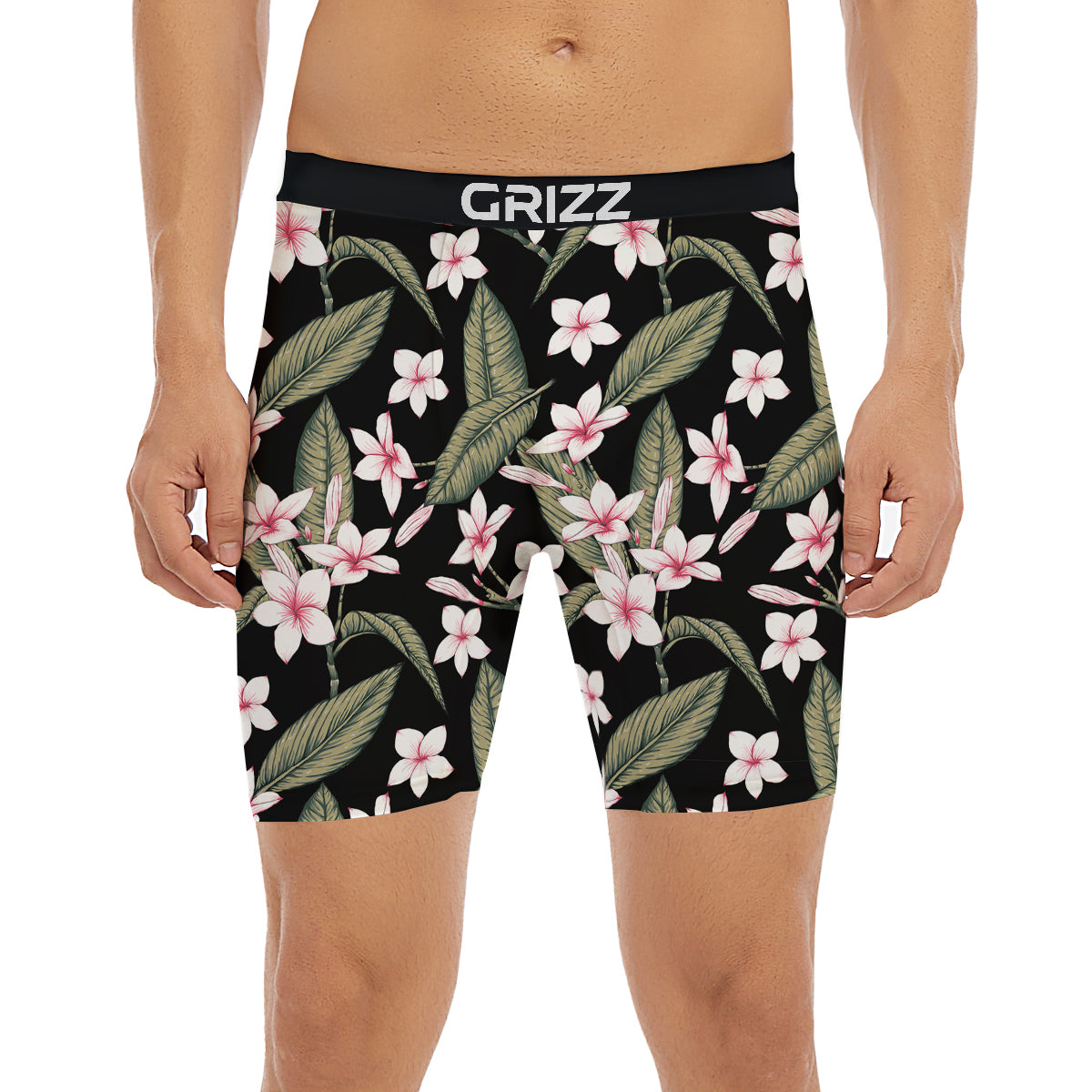 Flower Frangipani Watercolor Print Pattern Boxer Briefs-grizzshop