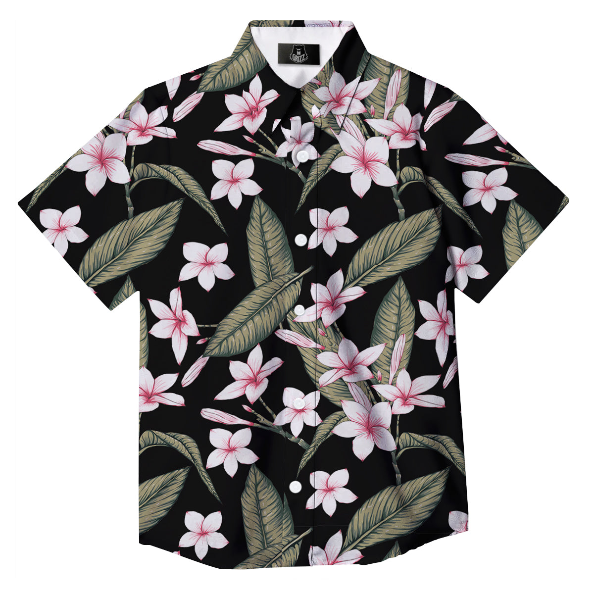 Flower Frangipani Watercolor Print Pattern Button Up Shirt-grizzshop