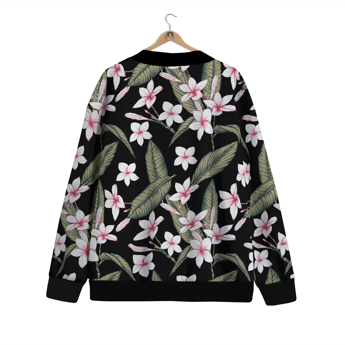 Flower Frangipani Watercolor Print Pattern Cardigan-grizzshop