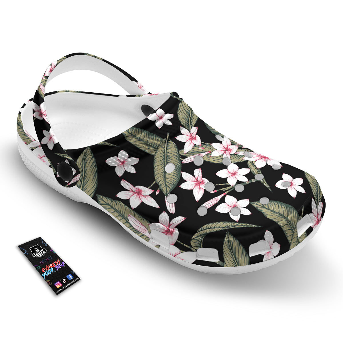Flower Frangipani Watercolor Print Pattern Clog-grizzshop
