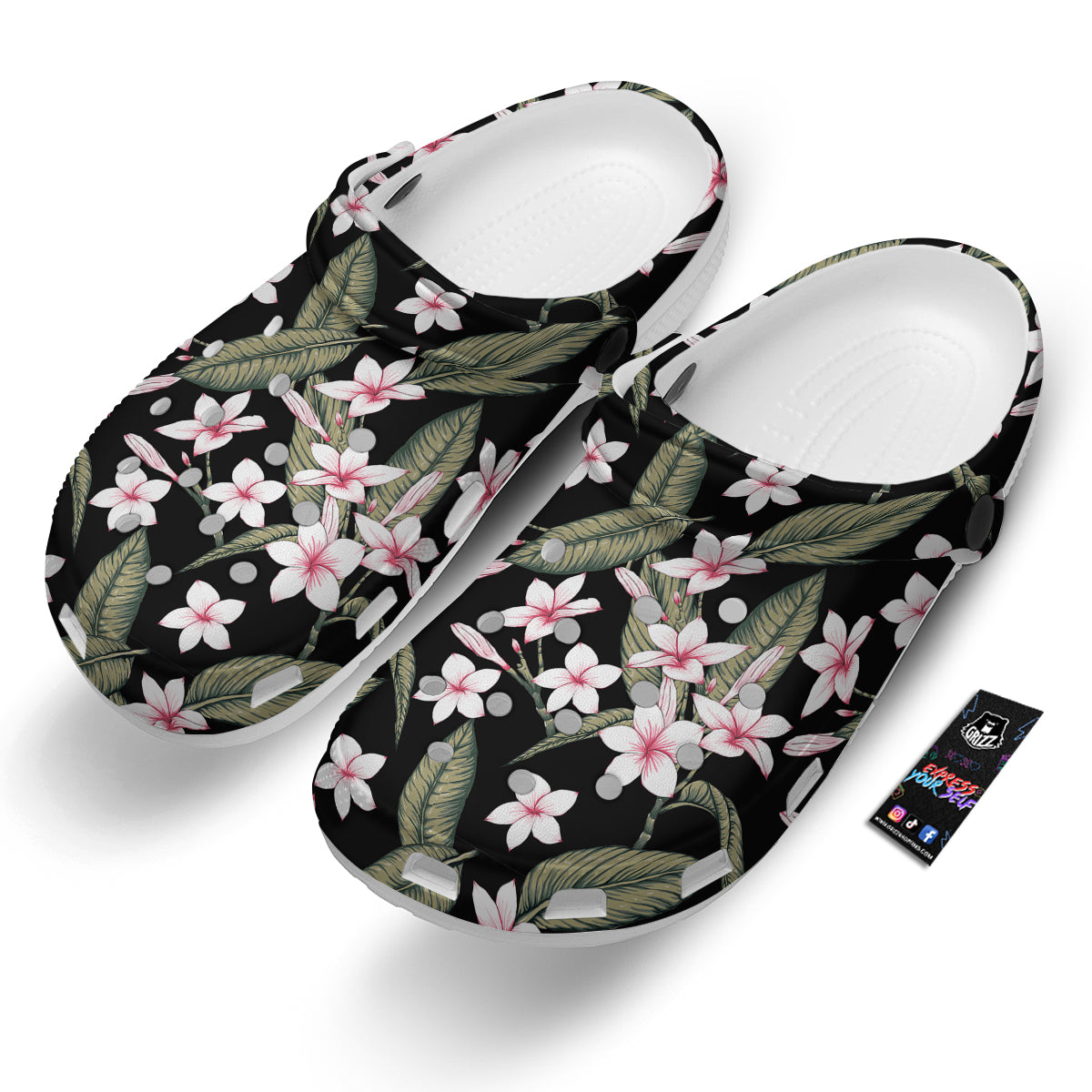 Flower Frangipani Watercolor Print Pattern Clog-grizzshop