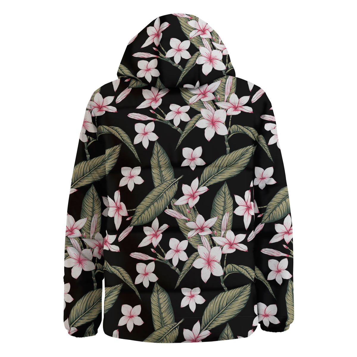 Flower Frangipani Watercolor Print Pattern Down Jacket-grizzshop