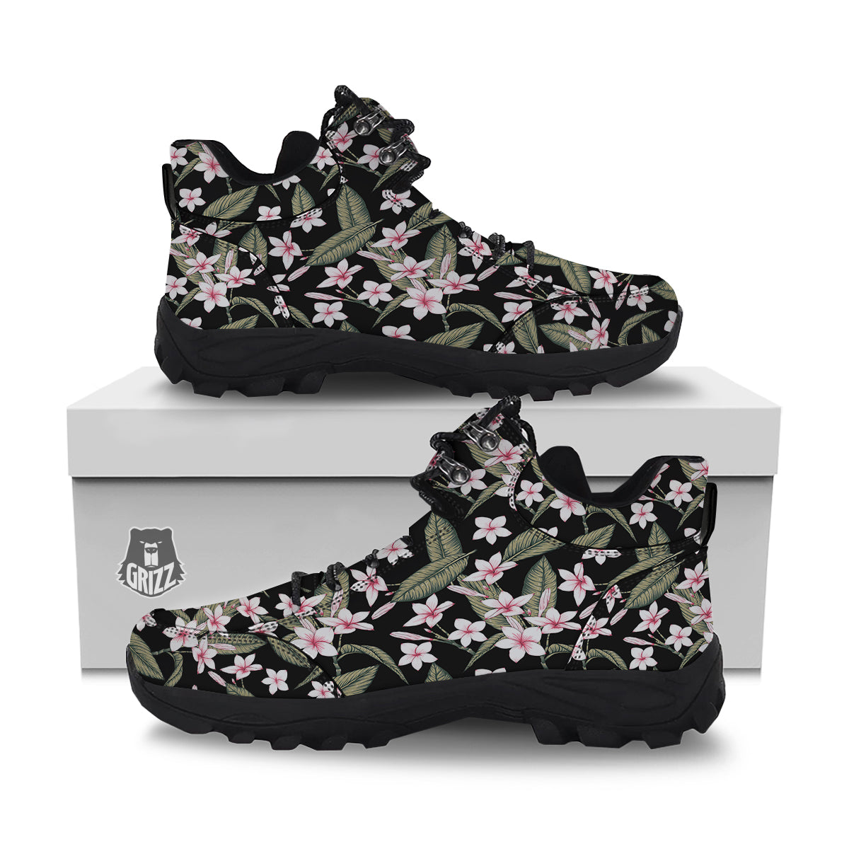 Flower Frangipani Watercolor Print Pattern Hiking Shoes-grizzshop