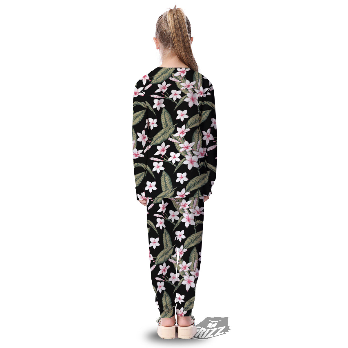 Flower Frangipani Watercolor Print Pattern Kid's Pajamas-grizzshop