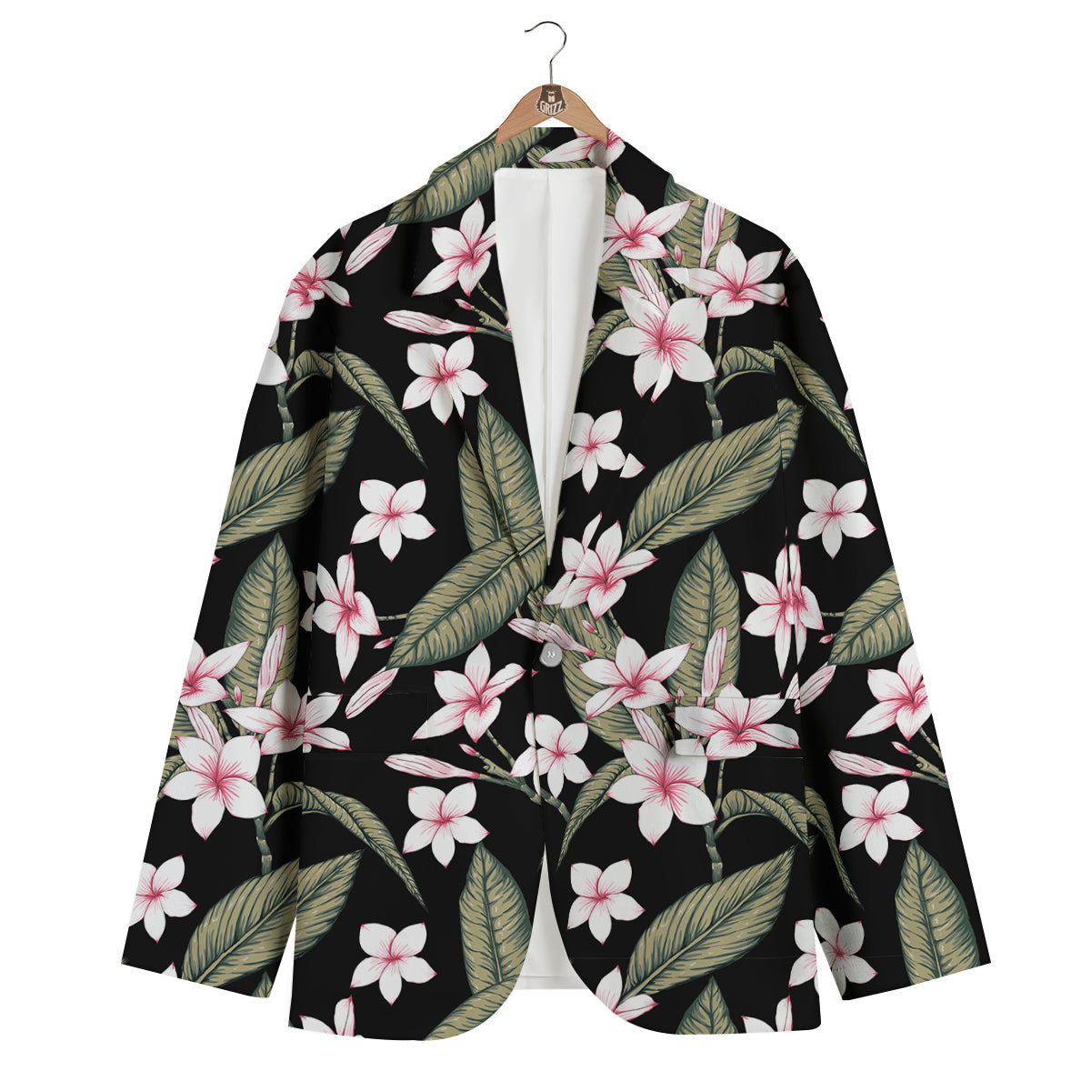 Flower Frangipani Watercolor Print Pattern Men's Blazer-grizzshop