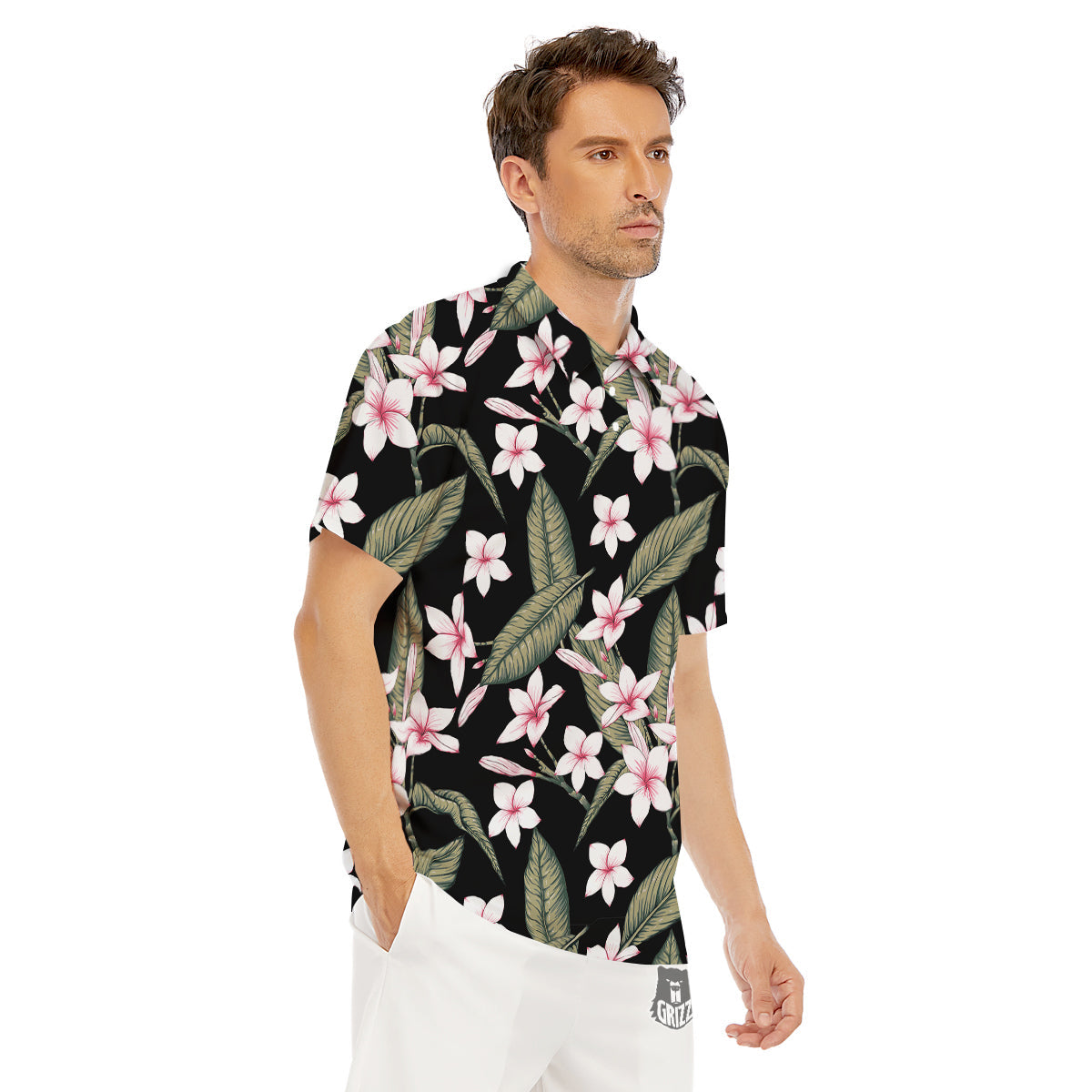 Flower Frangipani Watercolor Print Pattern Men's Golf Shirts-grizzshop