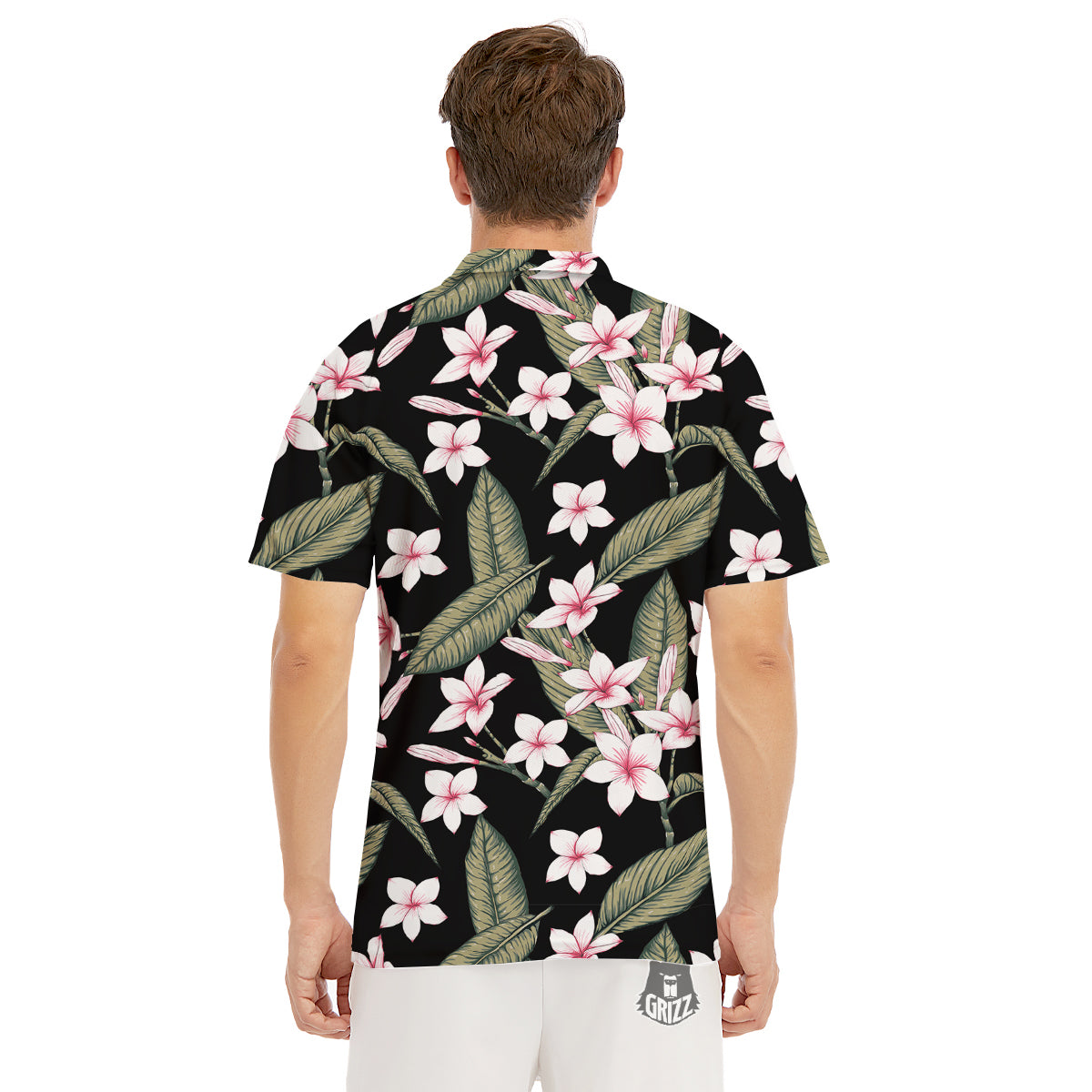 Flower Frangipani Watercolor Print Pattern Men's Golf Shirts-grizzshop