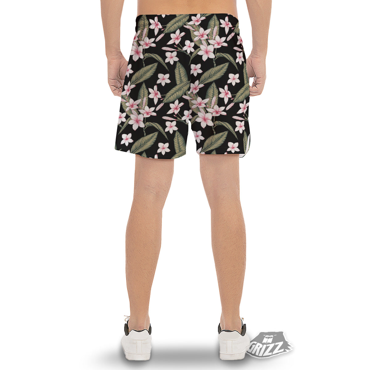 Flower Frangipani Watercolor Print Pattern Men's Gym Shorts-grizzshop