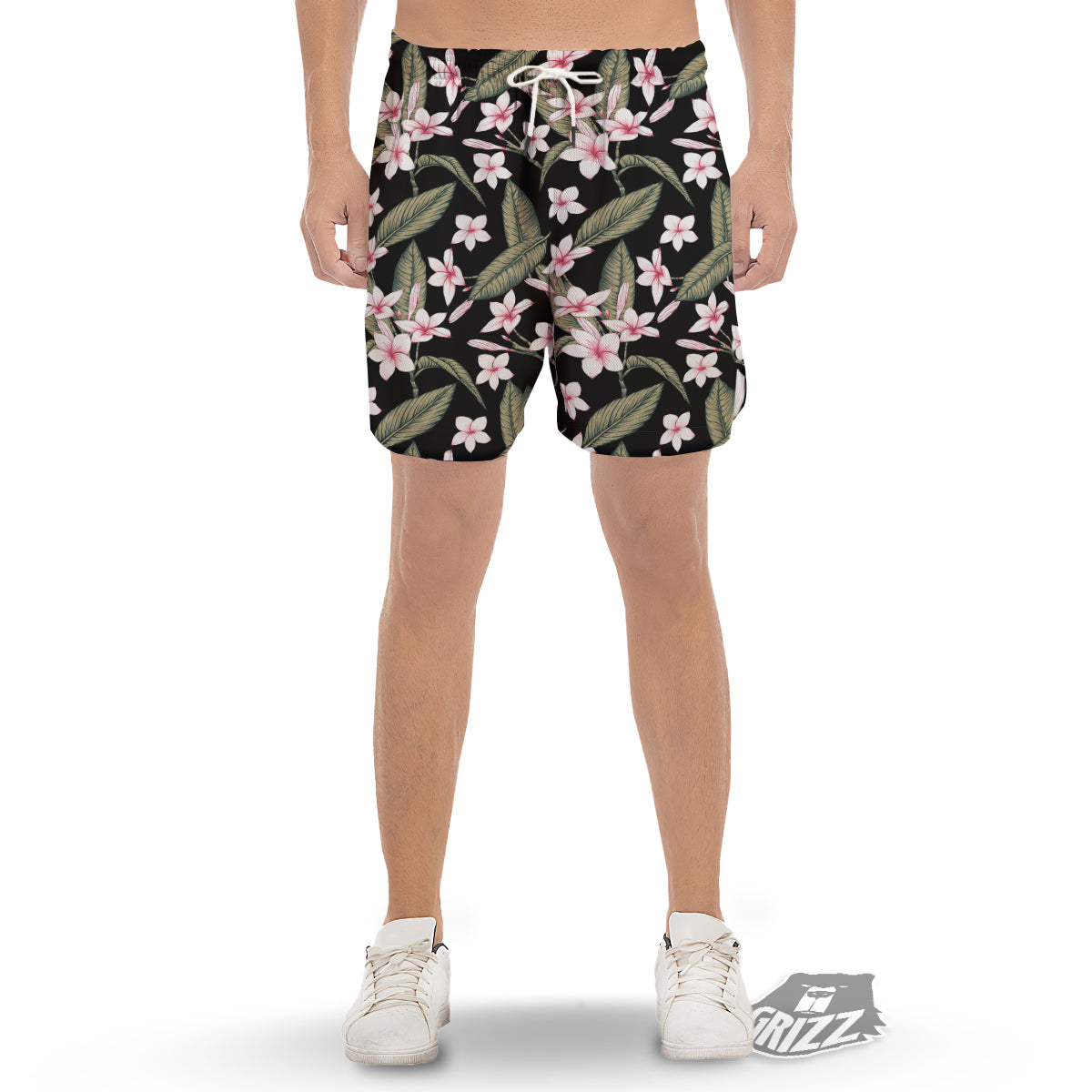 Flower Frangipani Watercolor Print Pattern Men's Gym Shorts-grizzshop