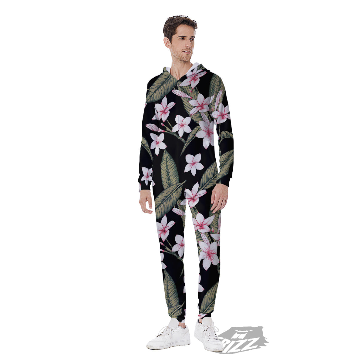 Flower Frangipani Watercolor Print Pattern Men's Jumpsuit-grizzshop
