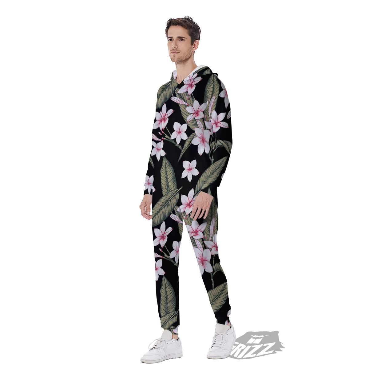 Flower Frangipani Watercolor Print Pattern Men's Jumpsuit-grizzshop