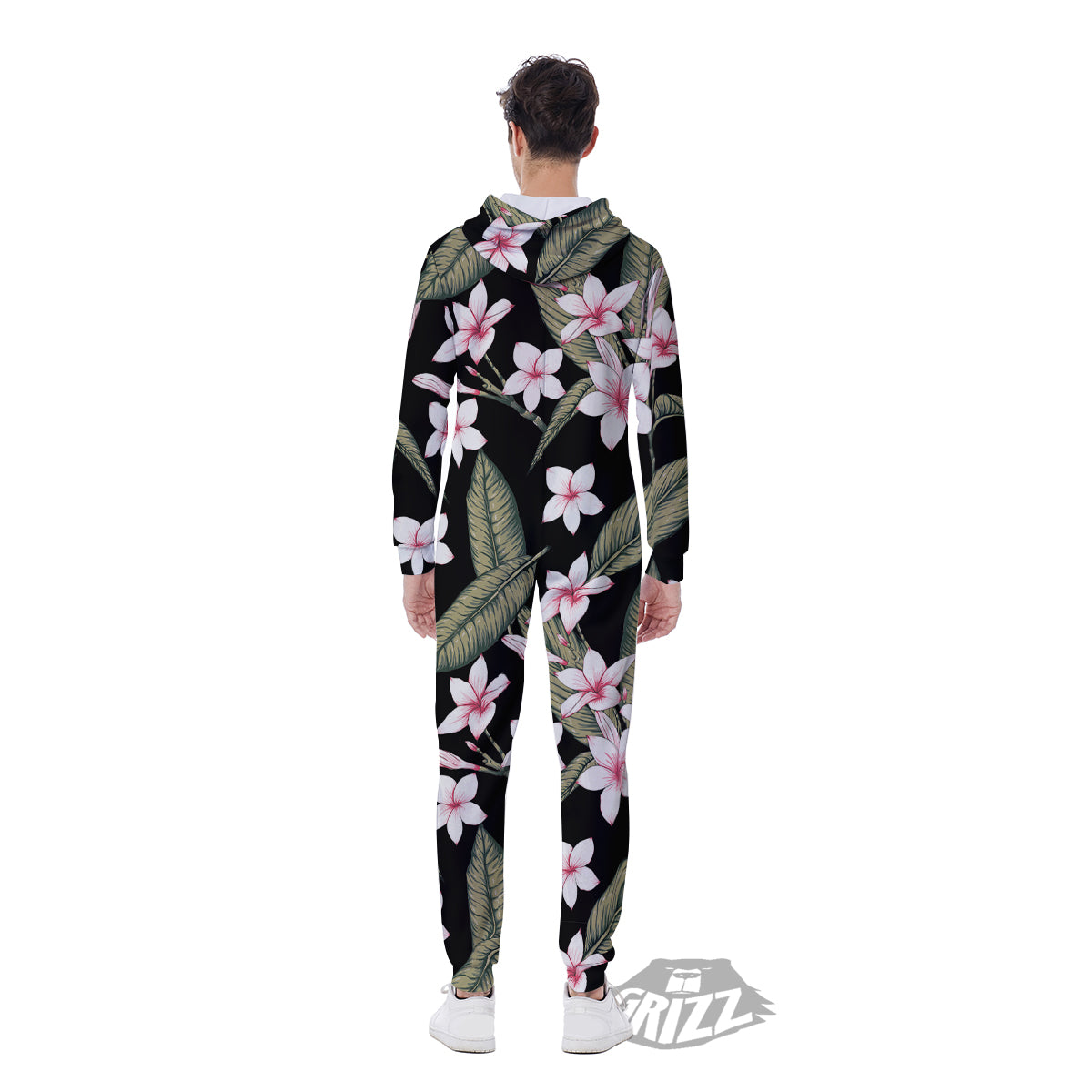 Flower Frangipani Watercolor Print Pattern Men's Jumpsuit-grizzshop
