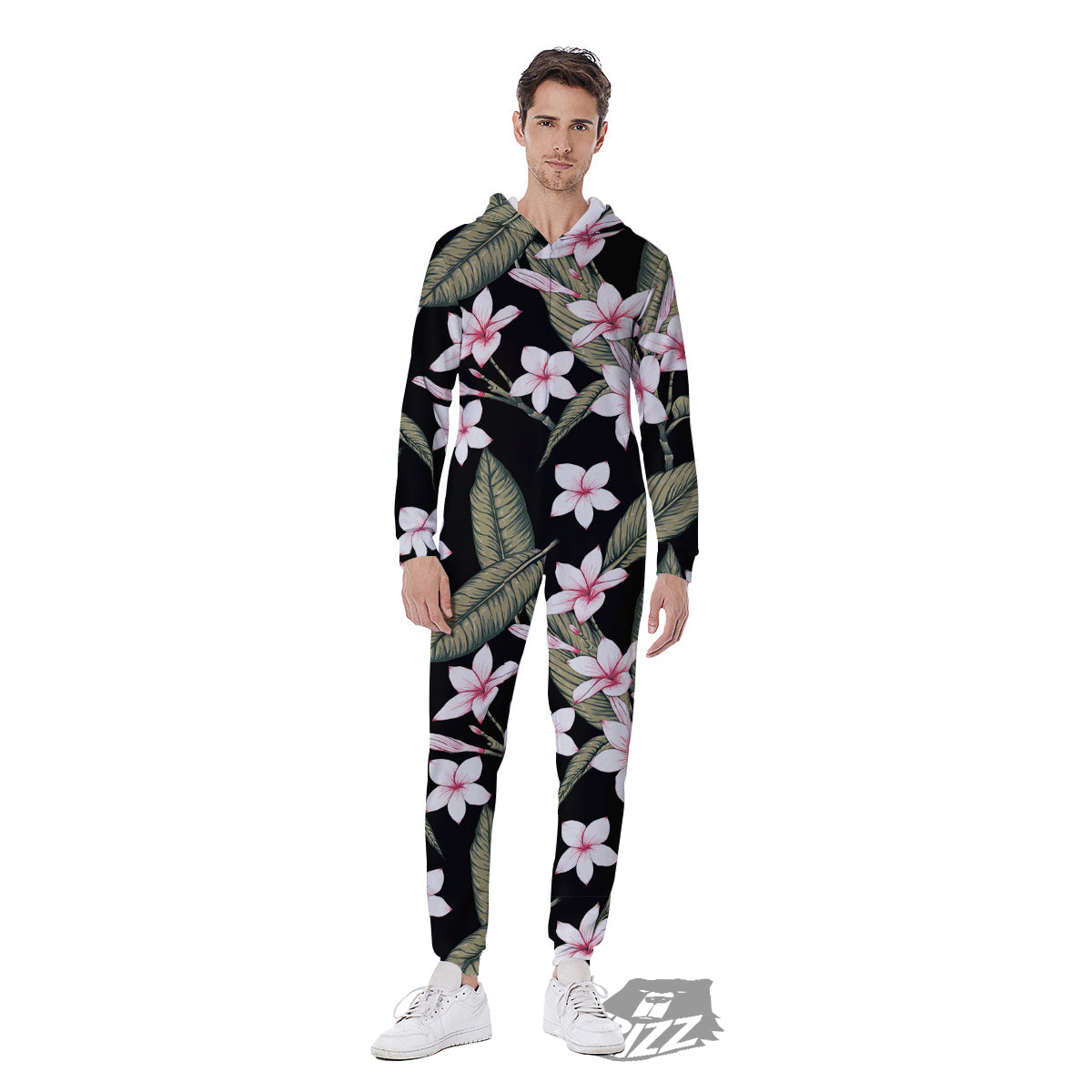Flower Frangipani Watercolor Print Pattern Men's Jumpsuit-grizzshop