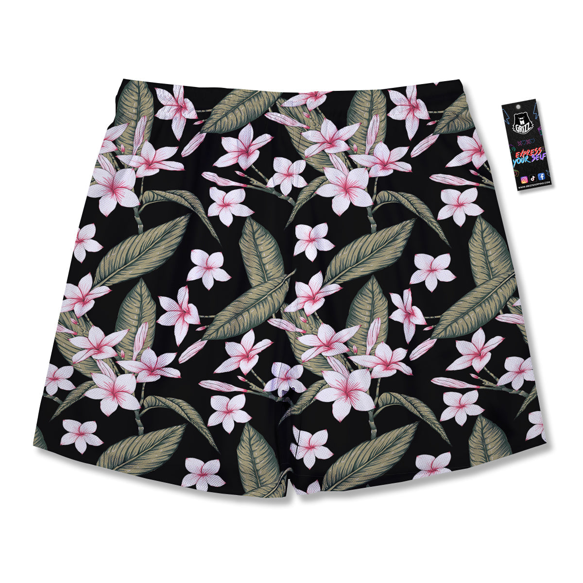 Flower Frangipani Watercolor Print Pattern Men's Running Shorts-grizzshop