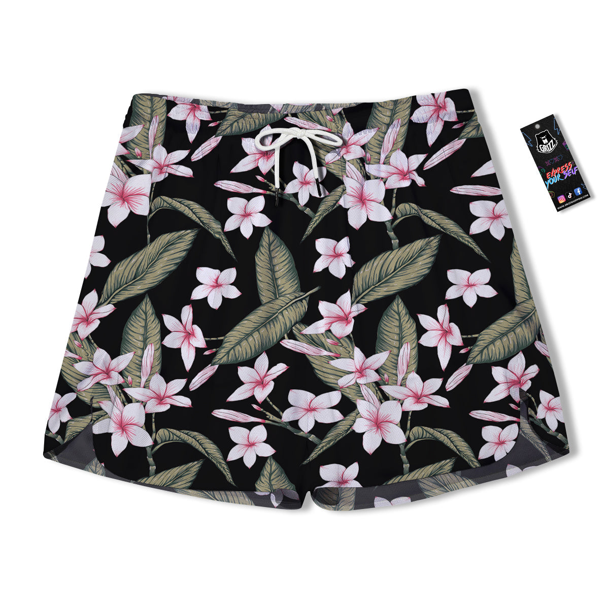 Flower Frangipani Watercolor Print Pattern Men's Running Shorts-grizzshop