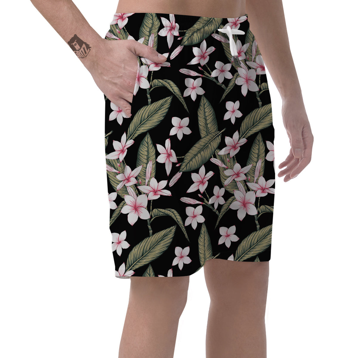 Flower Frangipani Watercolor Print Pattern Men's Shorts-grizzshop