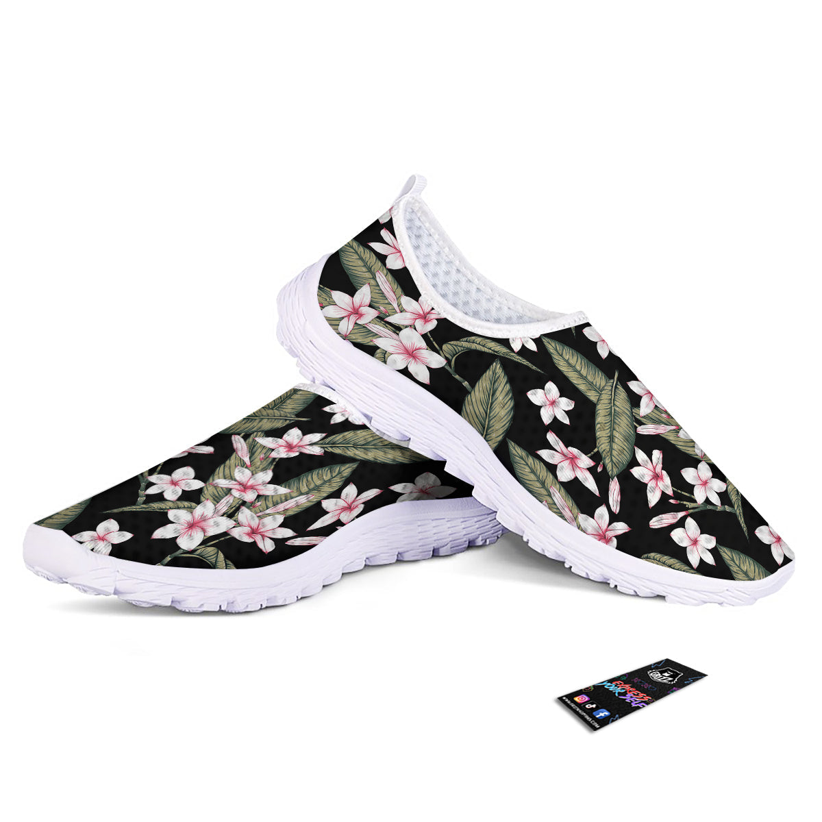 Flower Frangipani Watercolor Print Pattern Nurse Shoes-grizzshop