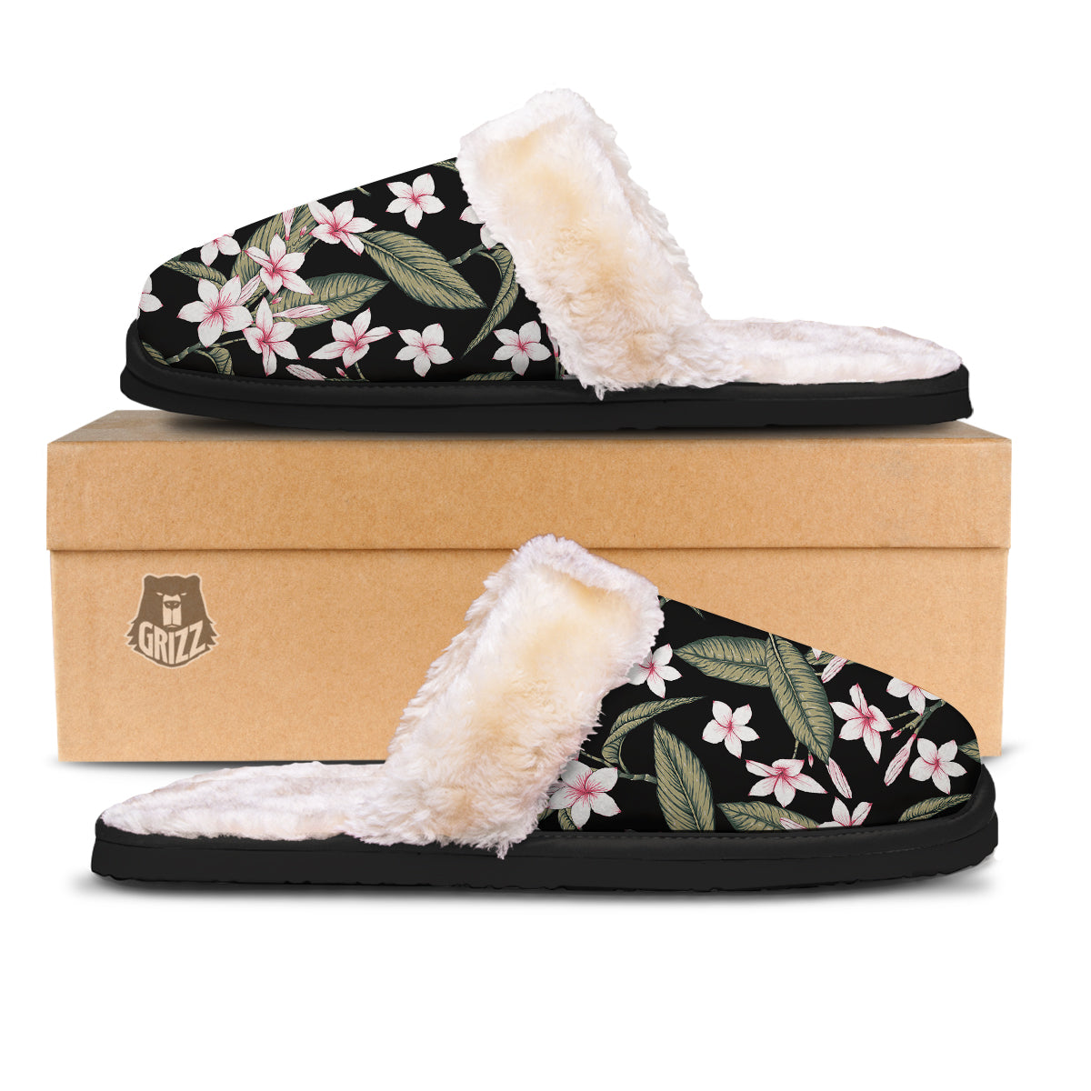 Flower Frangipani Watercolor Print Pattern Slippers-grizzshop