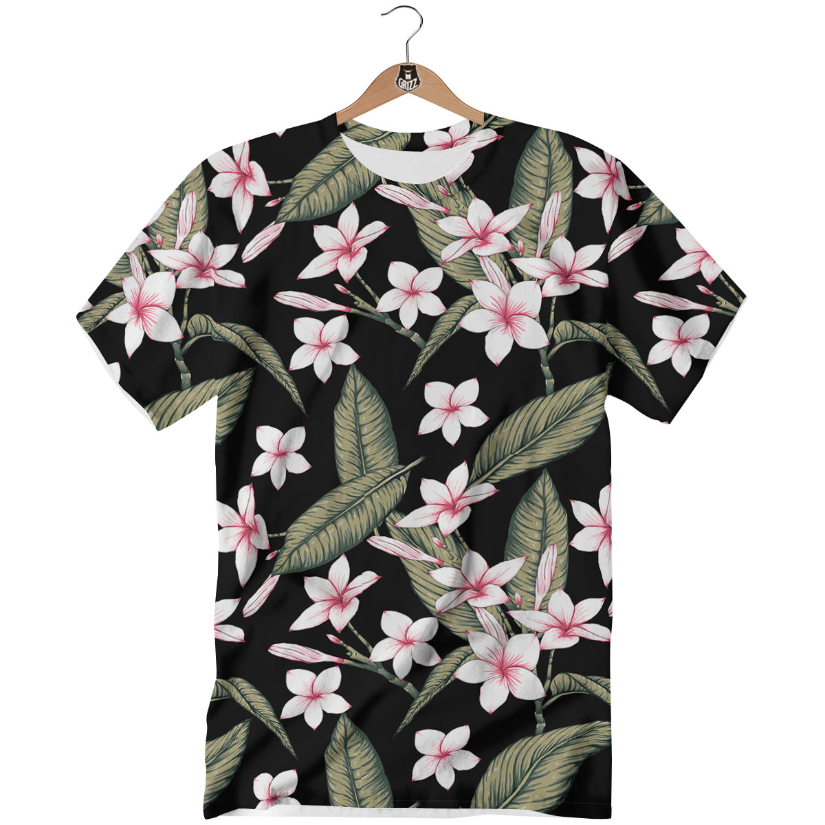 Flower Frangipani Watercolor Print Pattern T-Shirt-grizzshop