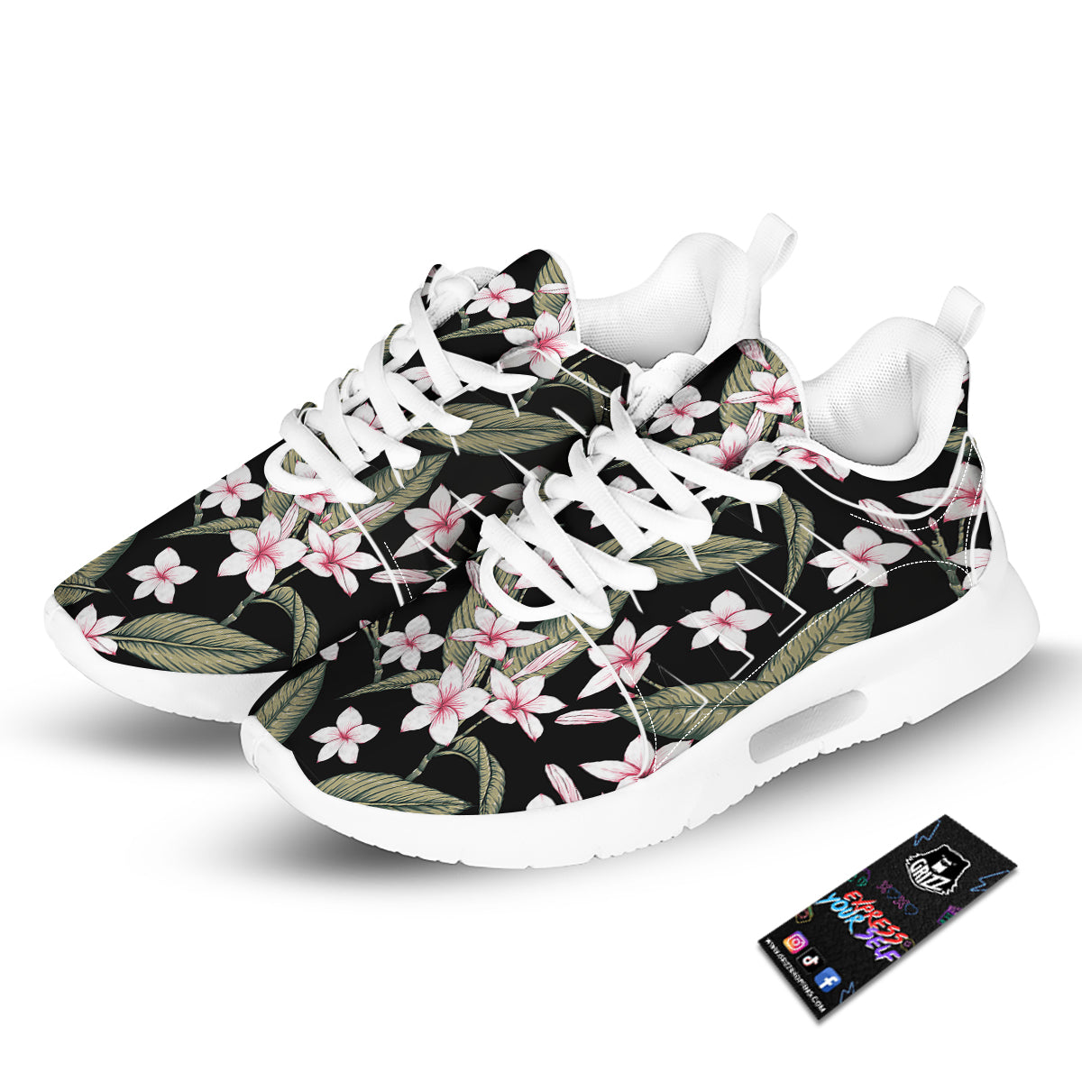 Flower Frangipani Watercolor Print Pattern Tennis Shoes-grizzshop