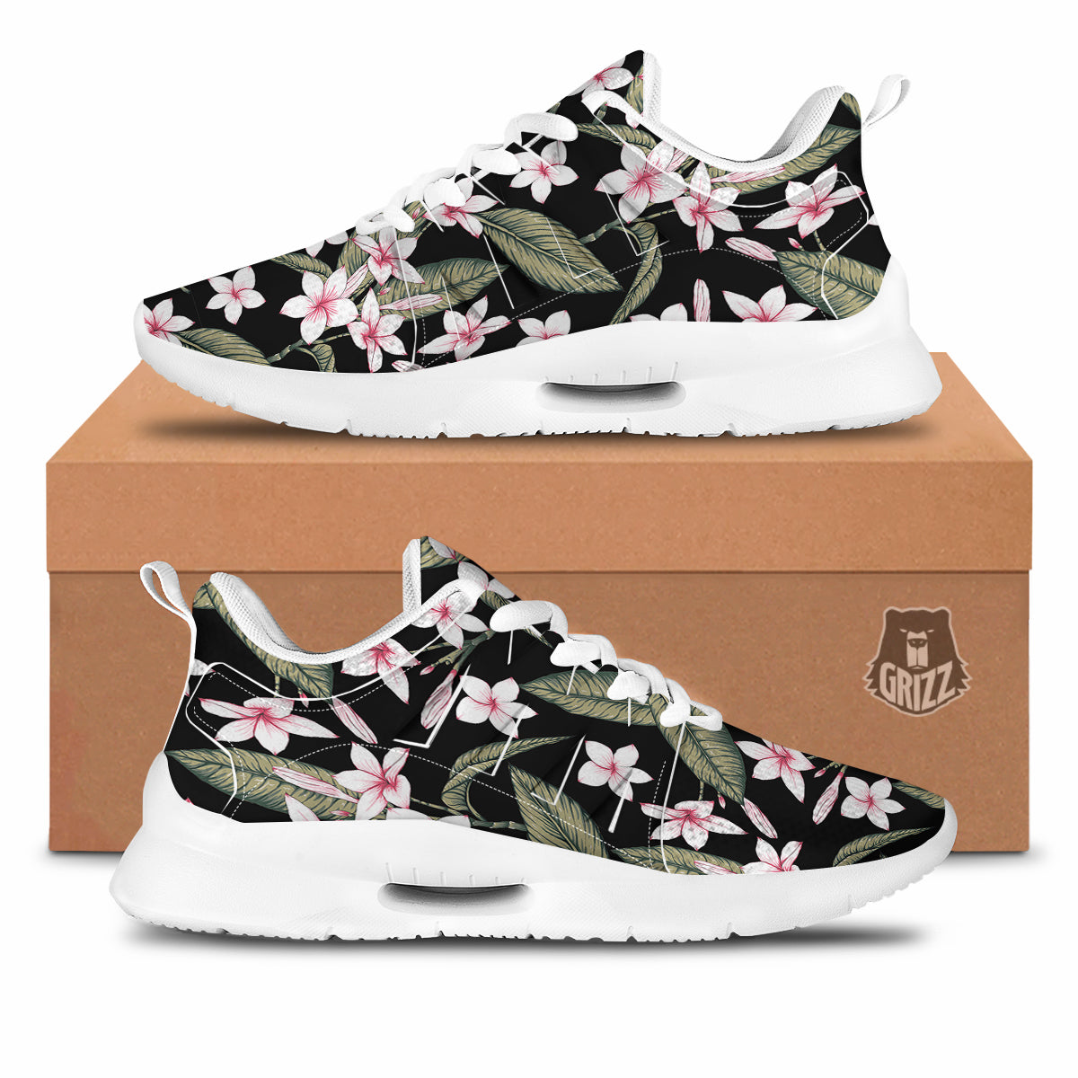 Flower Frangipani Watercolor Print Pattern Tennis Shoes-grizzshop