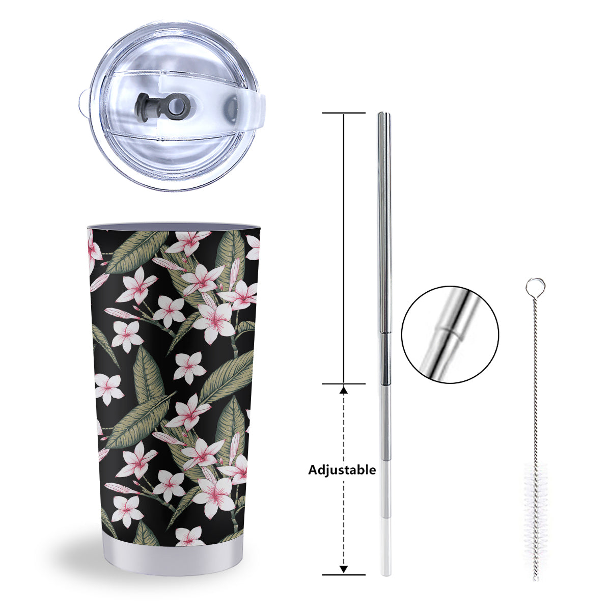 Flower Frangipani Watercolor Print Pattern Tumbler-grizzshop