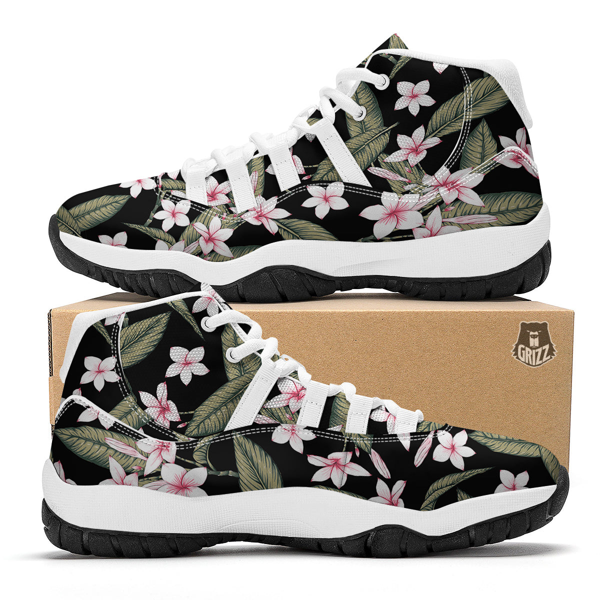 Flower Frangipani Watercolor Print Pattern White Bball Shoes-grizzshop