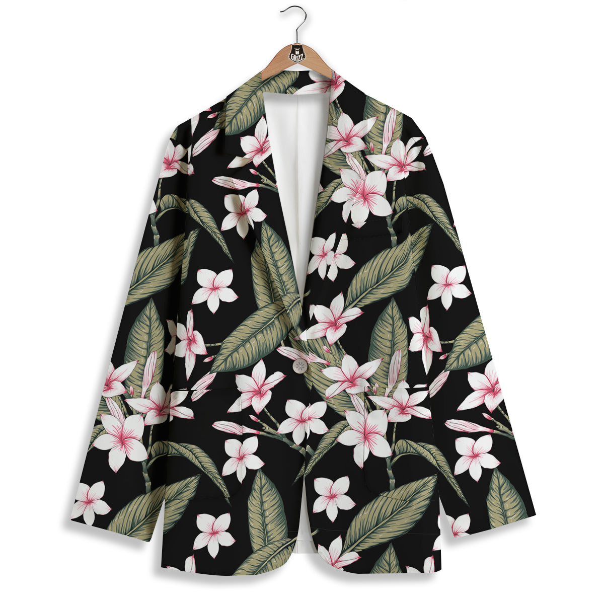 Flower Frangipani Watercolor Print Pattern Women's Blazer-grizzshop