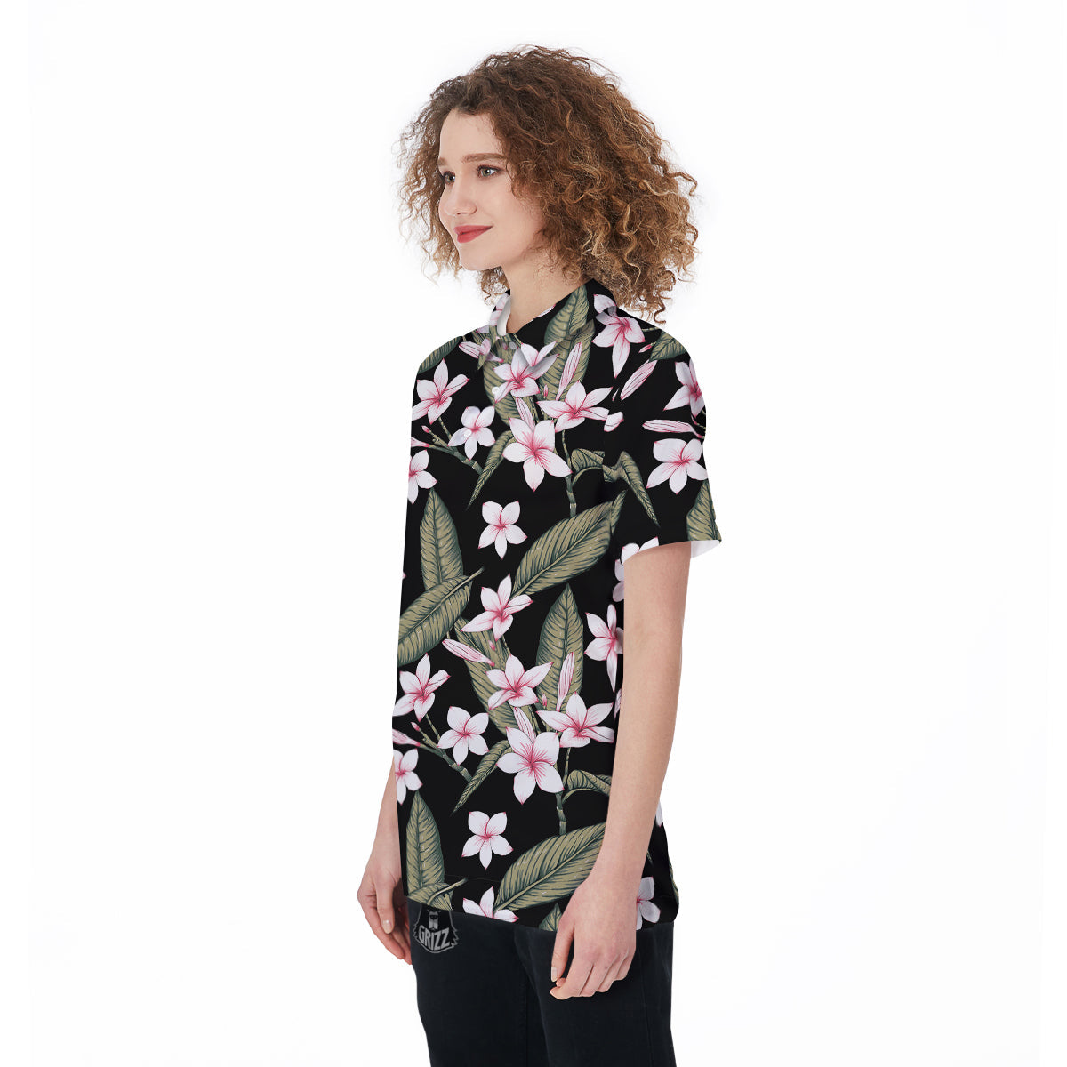 Flower Frangipani Watercolor Print Pattern Women's Golf Shirts-grizzshop