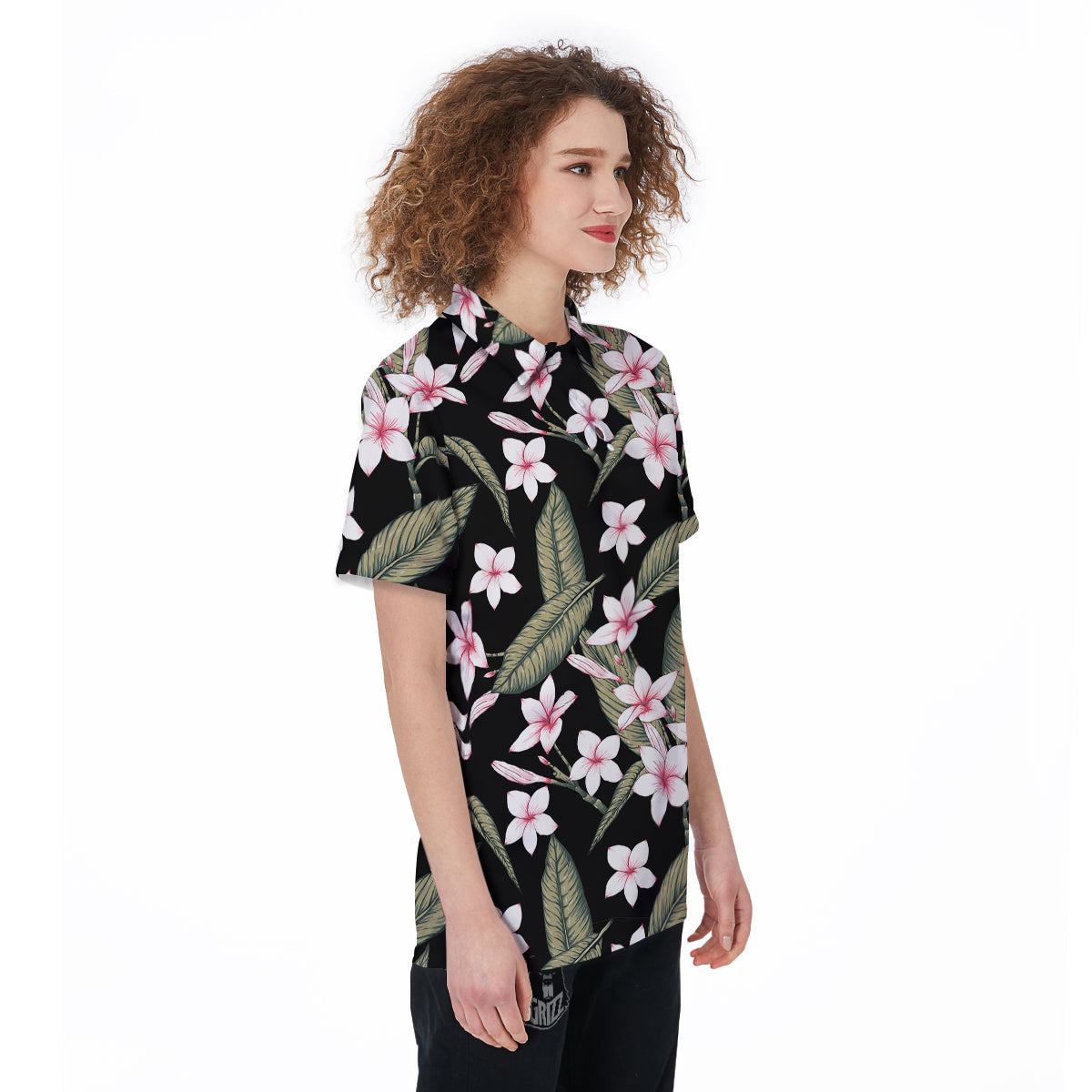 Flower Frangipani Watercolor Print Pattern Women's Golf Shirts-grizzshop
