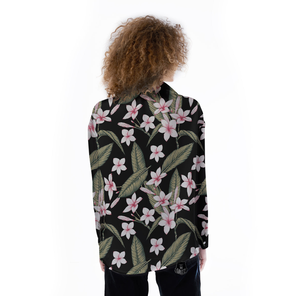 Flower Frangipani Watercolor Print Pattern Women's Long Sleeve Shirts-grizzshop