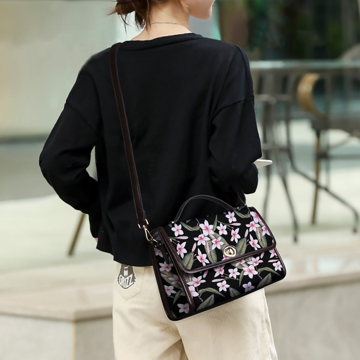 Flower Frangipani Watercolor Print Pattern Women's Satchel Bag-grizzshop
