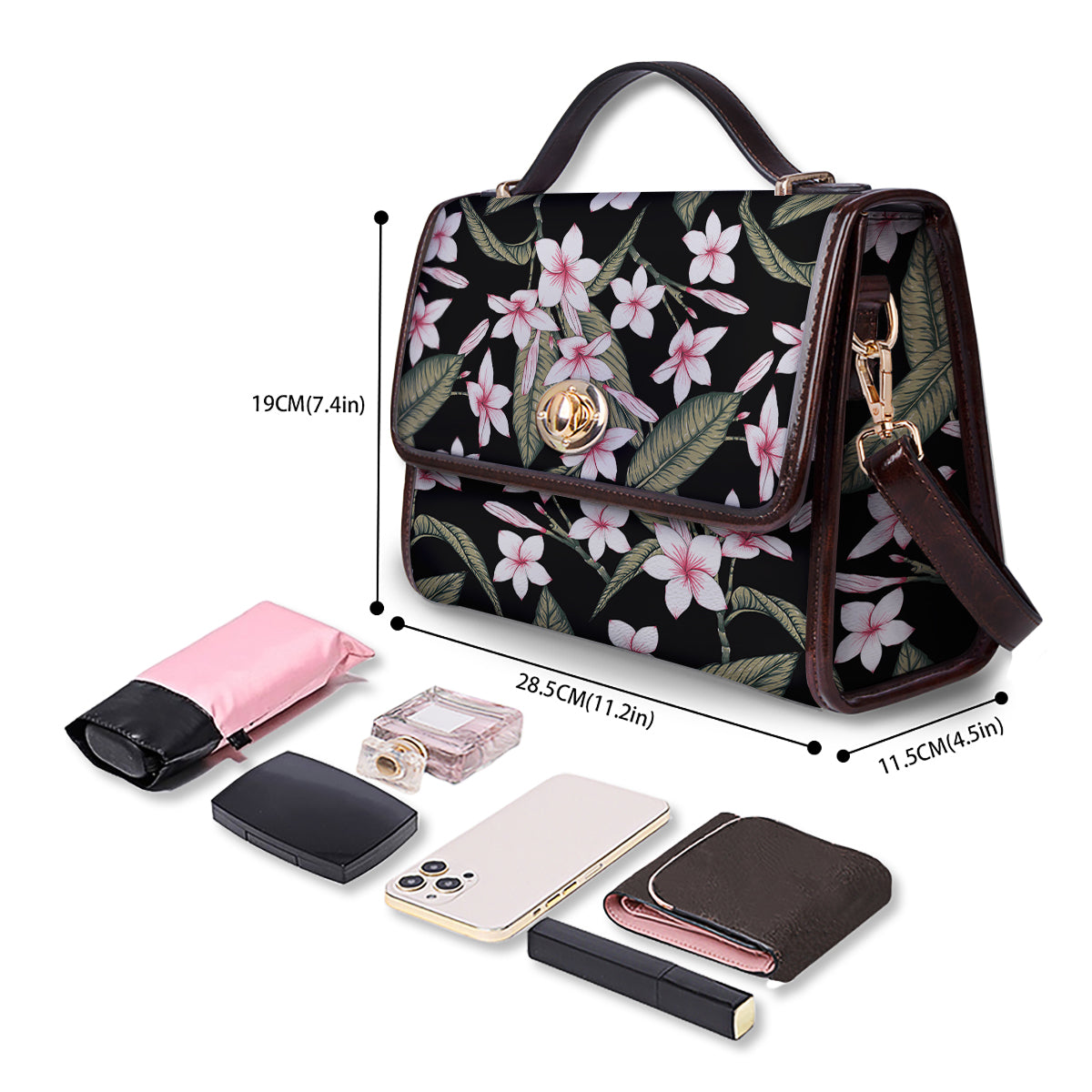 Flower Frangipani Watercolor Print Pattern Women's Satchel Bag-grizzshop