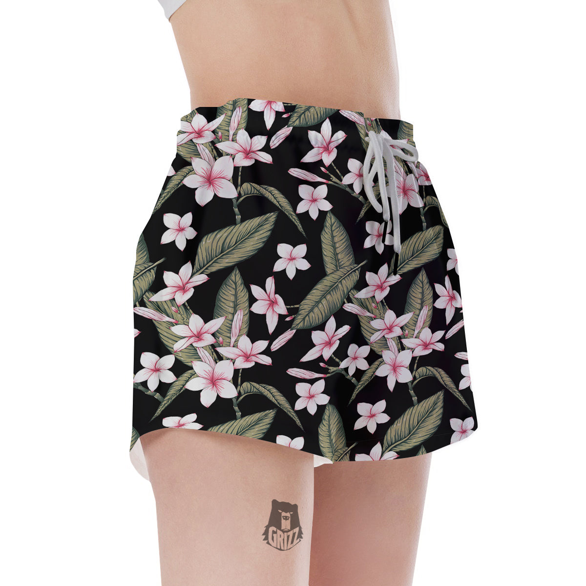 Flower Frangipani Watercolor Print Pattern Women's Shorts-grizzshop