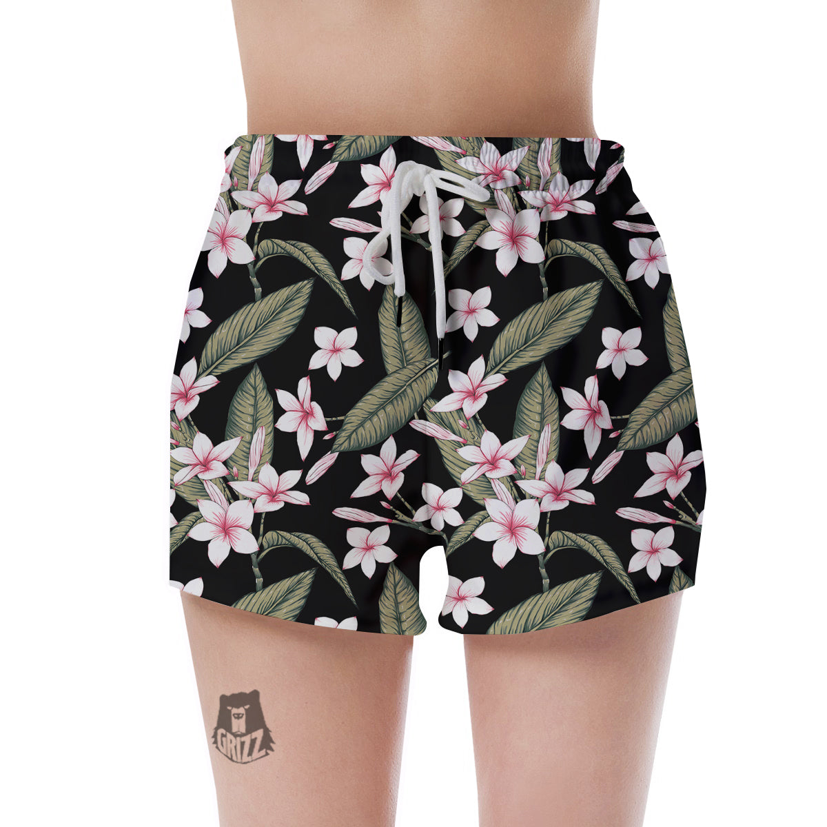 Flower Frangipani Watercolor Print Pattern Women's Shorts-grizzshop