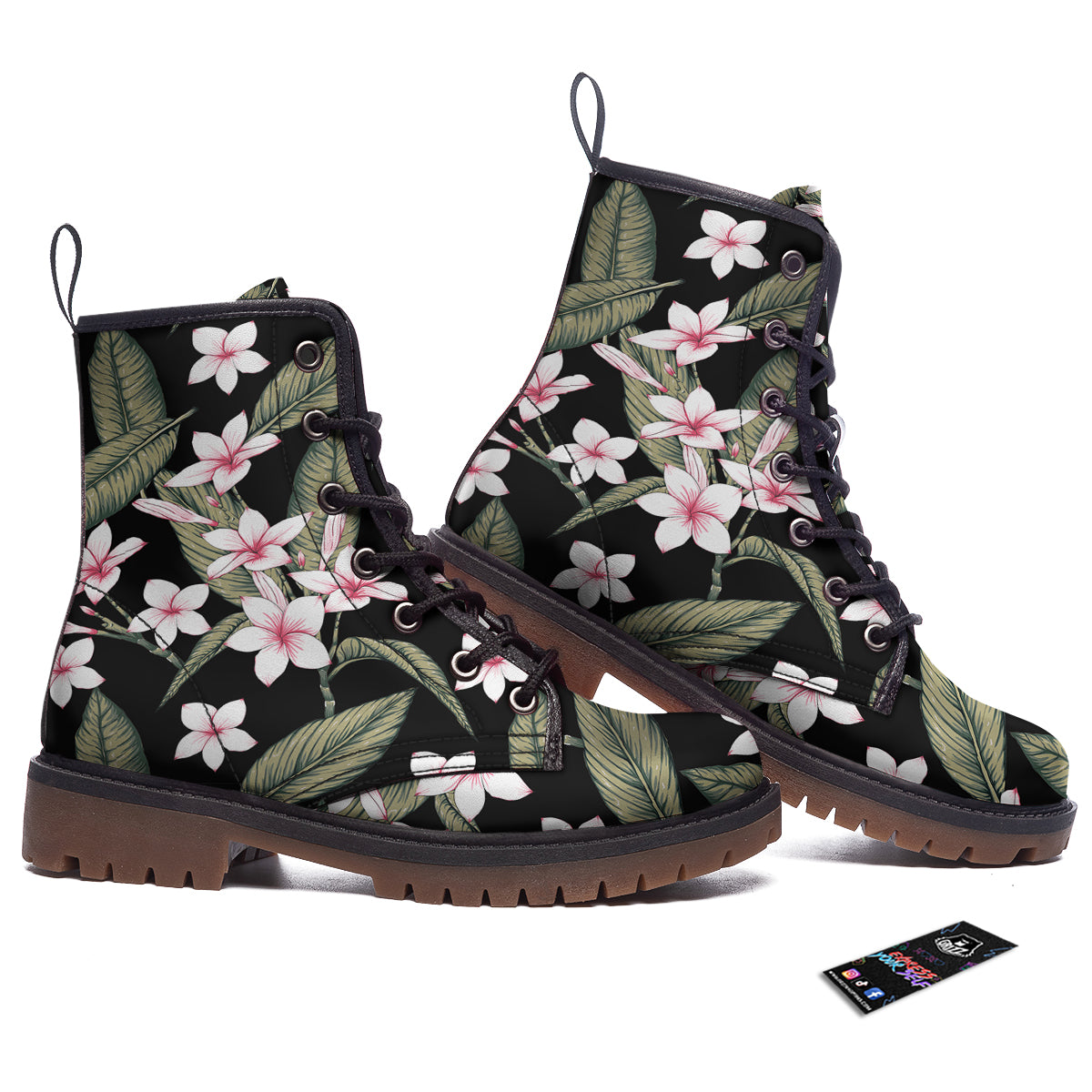 Flower Frangipani Watercolor Print Pattern Work Boots-grizzshop