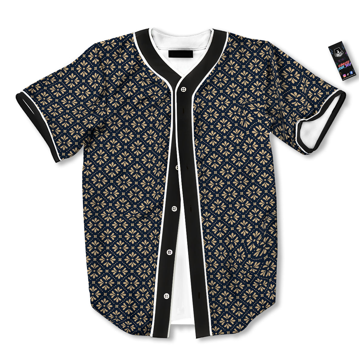 Flower Geometric Dot Print Pattern Baseball Jersey-grizzshop