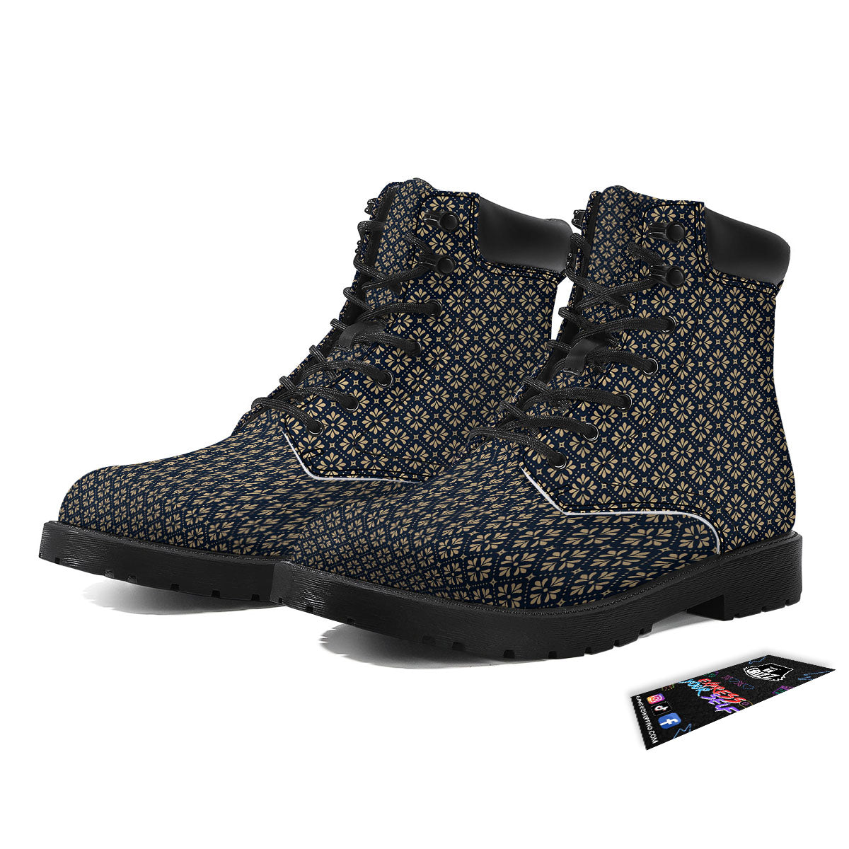 Flower Geometric Dot Print Pattern Boots-grizzshop