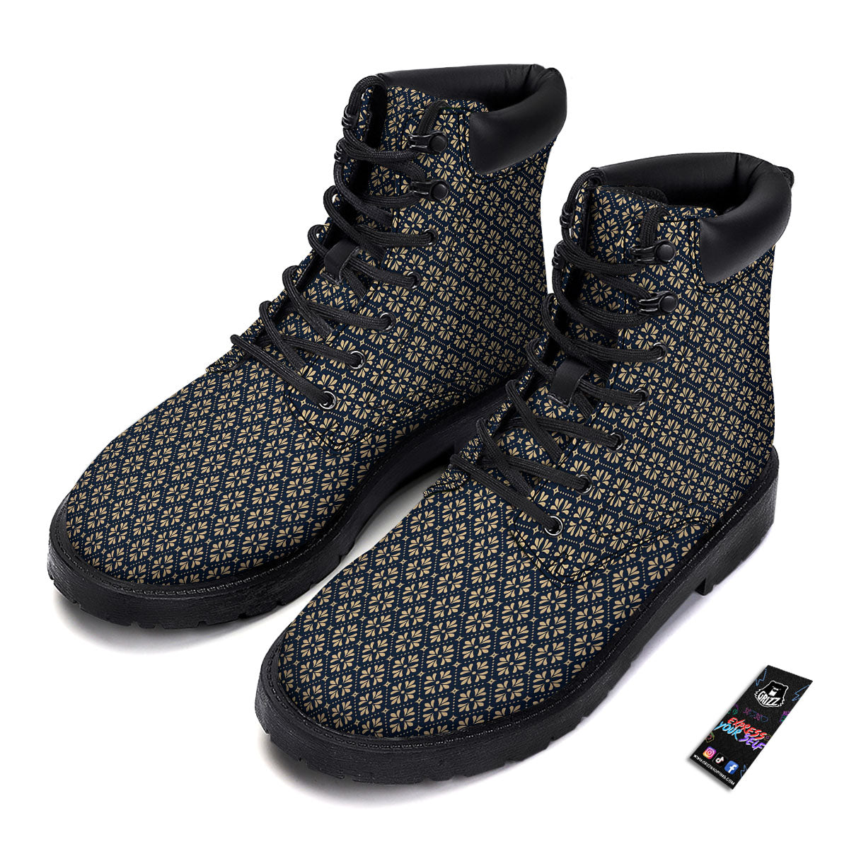 Flower Geometric Dot Print Pattern Boots-grizzshop