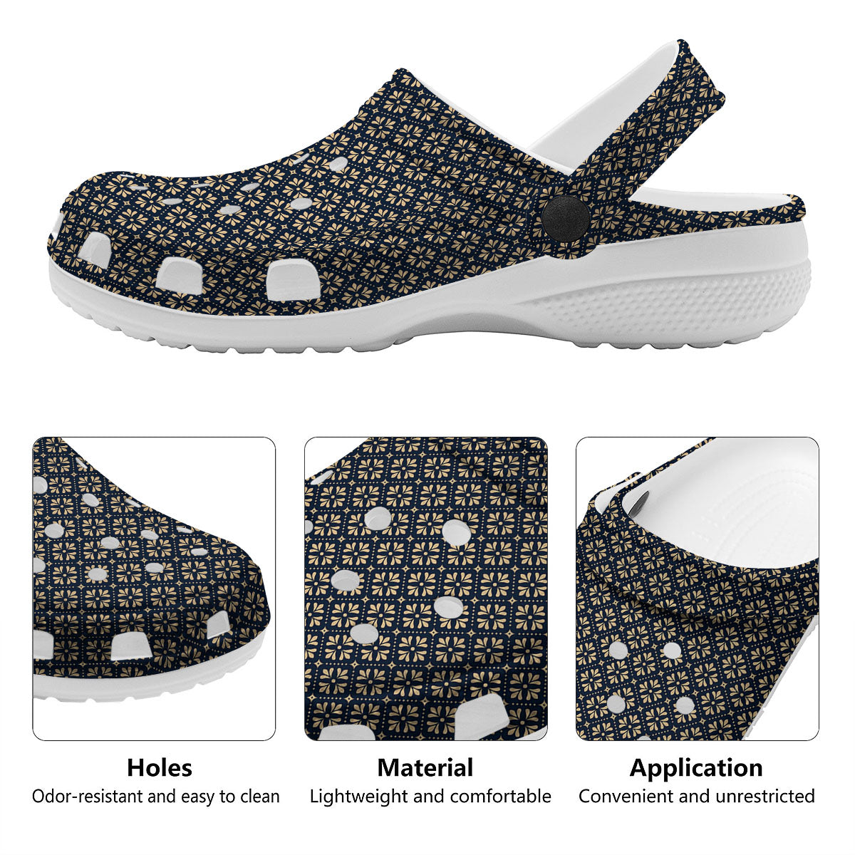 Flower Geometric Dot Print Pattern Clog-grizzshop
