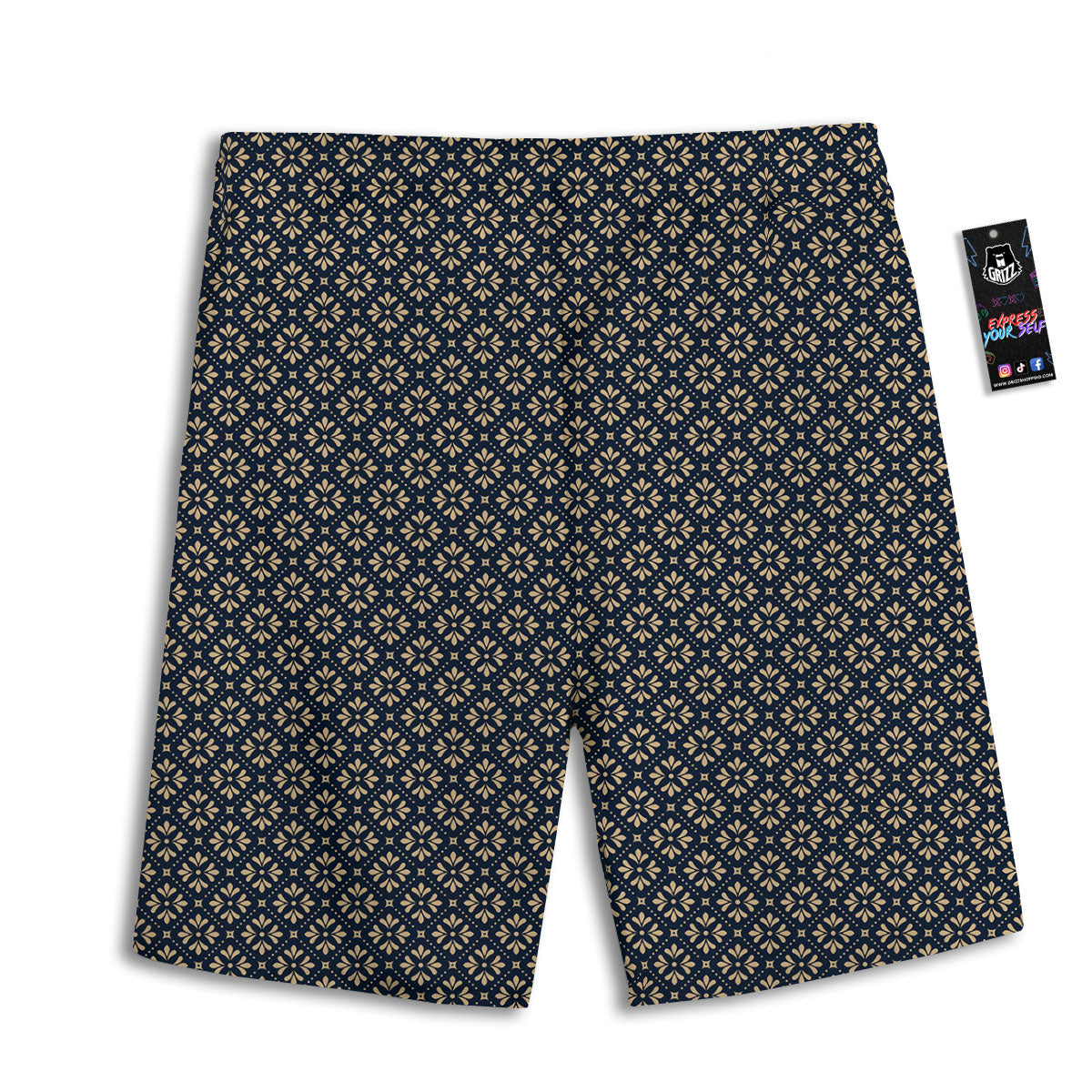Flower Geometric Dot Print Pattern Men's Athletic Shorts-grizzshop