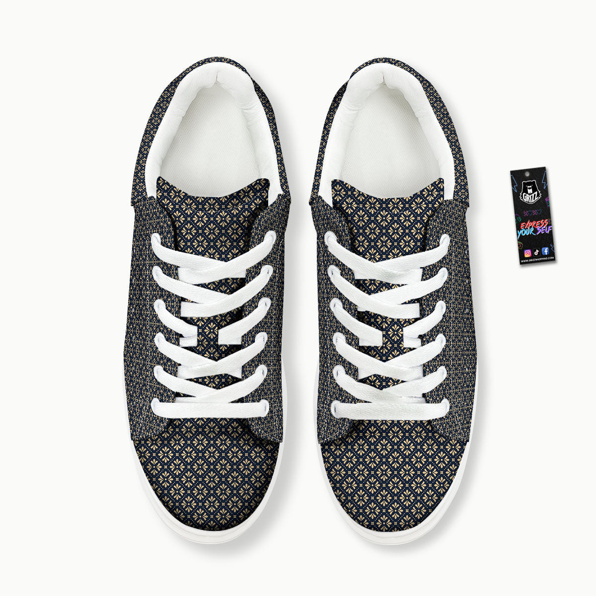 Flower Geometric Dot Print Pattern Platform Shoes-grizzshop
