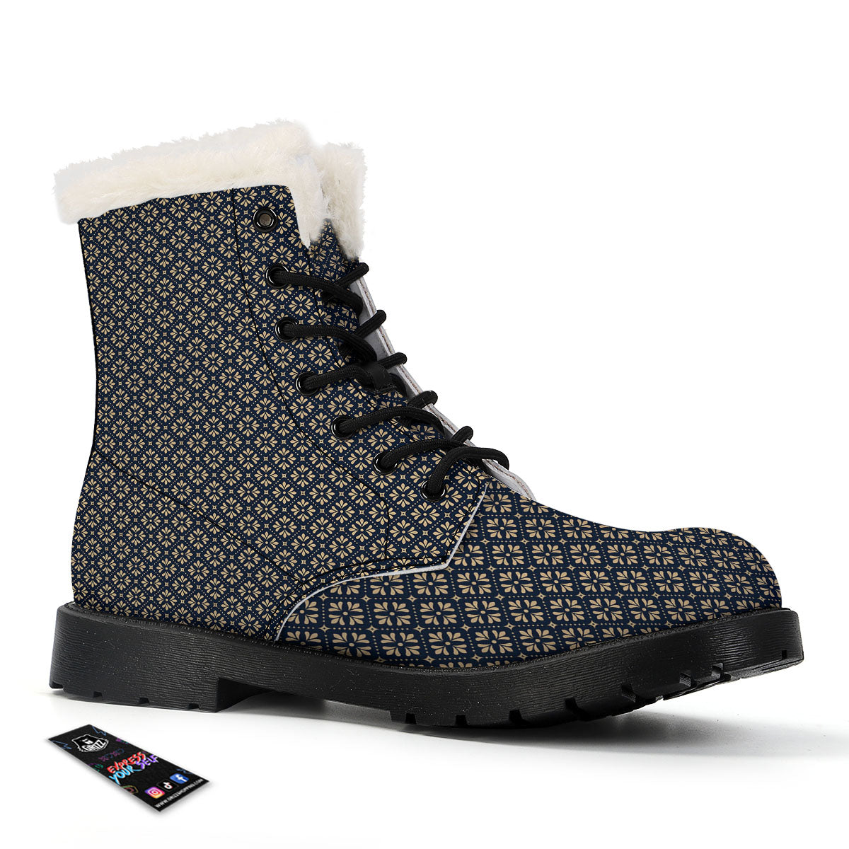 Flower Geometric Dot Print Pattern Winter Boots-grizzshop